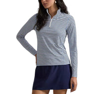 RLX Ralph Lauren UV-stretch-tröja för damer 1/4 dragkedja golftröja - raffinerad marinblå/cremic vit/blå dimma