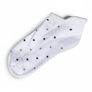Glenmuir Women's Cotton Rich Cushioned Golf Socks - White/Navy & Light Grey Dots