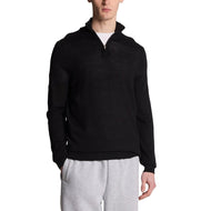 Lyle & Scott 刺绣美利奴羊毛混纺 1/4 拉链针织衫 - 深黑色