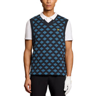 Lyle&Scott Golf V Neck棉花Argyle背心 - 黑暗海军