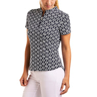 Nivo Women's Lynda Mock Neck Golf Shirt - Navy/White