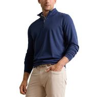 Peter Millar Albatross 棉质混纺珠地布 1/4 拉链套头衫 - 海军蓝
