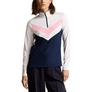 Rlx Ralph Lauren Kvinnors kraft sträcka 1/4 zip drag över - fransk marin/vit/rosa