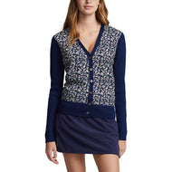 RLX Ralph Lauren Women's V -Neck Wool Blend Golf Cardigan - French Navy Multi