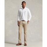 Polo Golf Ralph Lauren Cotton Pique Performance Long Sleeve Polo - Keramik Vit/Röd