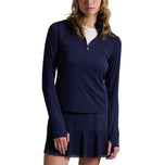 RLX Ralph Lauren Women's Eyelet Performance Quarter -Zip Pullover - Raffinerad marin