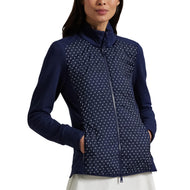 RLX Ralph Lauren Women's Cool Wool Hybrid Performance Full -Zip Jacket - Raffinerad Navy Polka Dot