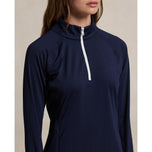 RLX Ralph Lauren Women's Stretch Jersey Peached Quarter -Zip Pullover - Raffinerad marin