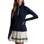 RLX Ralph Lauren Women's Stretch Jersey Peached Quarter -Zip Pullover - Raffinerad marin