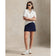 RLX Ralph Lauren Women's V Neck Tour Pique Golf Polo Shirt - Ceramic White/Refined Navy/Sutton Blue