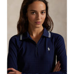 RLX Ralph Lauren Women's Stretch Active Cable Half Zip Pullover - Refined Navy/Ceramic White Multi