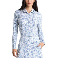 G/Fore Scatter Ditzy tryckt långärmad golfpikétröja för kvinnor - Snow/Twilight