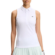 J.Lindeberg Women's Dena Sleeveless Golf Polo Shirt - White