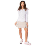 Golftini Women's Long Sleeve Ruffle Golf Shirt - White