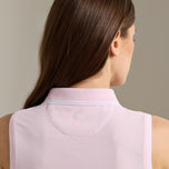 Peter Millar Women's Canterbury Tipped Sport Mesh Sleeveless Polo - Pearl Pink/White