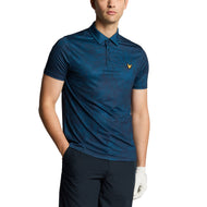 Lyle＆Scott Contour印刷高尔夫球球衫 - 黑暗海军