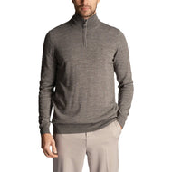 Lyle & Scott 刺绣美利奴羊毛混纺 1/4 拉链针织衫 - 中灰色泥灰岩