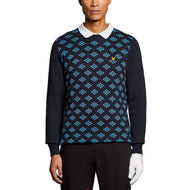 Lyle & Scott Golf Crew Neck Cotton Argyle Jumper - Dark Navy