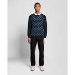Lyle & Scott Golf Crew Neck Cotton Argyle Jumper - Dark Navy
