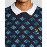 Lyle & Scott Golf Crew Neck Cotton Argyle Jumper - Dark Navy