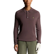 Lyle & Scott 长袖针织高尔夫 Polo 衫 - 浆果色