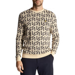 Lyle & Scott Monogram Sticked Golf Crew Neck - Sand Dune