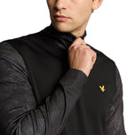Lyle & Scott tryckt konturgolf Midlayer - Jet Black