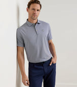 Peter Millar Solid Performance Long Sleeve Jersey Golf Polo Shirt - Marinblå
