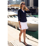 Golftini kvinnor säger ja lång ärm golfpolo skjorta - marinblå/vit