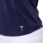 Golftini kvinnor säger ja ärmlös golfpolo skjorta - marinblå/vit