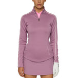 J.Lindeberg Women's Nefe Quarter Zip Golf Mid Layer - Mycket druva
