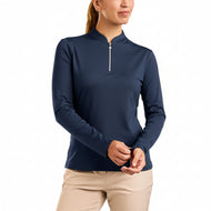 Nivo Dam Leda långärmad Mock Neck Golf Shirt - Marinblå