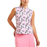 Nivo Women's Linnea Sleeveless Mock Neck Golf Shirt - Rose/Navy