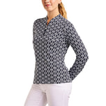 Nivo Dam Lolita långärmad Mock Neck Golf Shirt - Marin/Vit