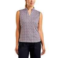 Nivo Dam Vivia ärmlös Mock Neck Golf Shirt - Vit/Navy