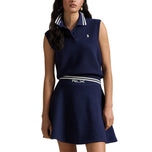 RLX Ralph Lauren 女式 2/48 棉混纺无袖针织高尔夫 Polo 衫 - 沙丘棕褐色/白色 Splash