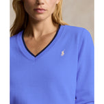 RLX Ralph Lauren Women's Cotton Blend V -ringning Golf Jumper - Greenwich Blue