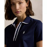 RLX Ralph Lauren 女式 Tour Pique 高尔夫 Polo 衫 - 精致海军蓝/可爱丁香色/陶瓷白
