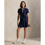 RLX Ralph Lauren 女式 Tour Pique 高尔夫 Polo 衫 - 精致海军蓝/可爱丁香色/陶瓷白