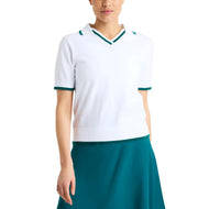 Rohnisch 女式 Swing 针织高尔夫 Polo 衫 - 白色