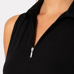 Golftini Women's Sleeveless Zip Golf Polo Shirt - Black