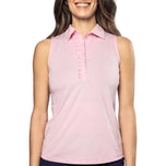 Golftini Women's Sleeveless Ruffle Golf Polo Shirt - Light Pink