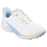 Skechers 女士纯无钉防水高尔夫球鞋 - 白色/蓝色/黄色