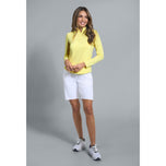 IBKUL 女式纯色长袖拉链小高领衬衫 - 黄油色