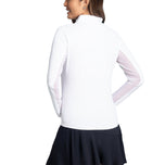 IBKUL enfärgad långärmad skjorta med dragkedja för kvinnor - vit