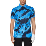 J.Lindeberg Tour Tech Regular Fit Print Golf Polo Shirt - Warp Sonic Blue