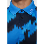J.Lindeberg Tour Tech Regular Fit Print Golf Polo Shirt - Warp Sonic Blue