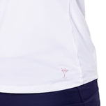 Golftini kvinnor säger ja ärmlös golfpolo skjorta - vit/marinblå