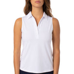 Golftini Kvinnors ärmlösa ruffle Golf Polo Shirt - White