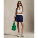 RLX Ralph Lauren Women's Tour Pique Sleeveless Stand Collar Polo - White/Sky Red